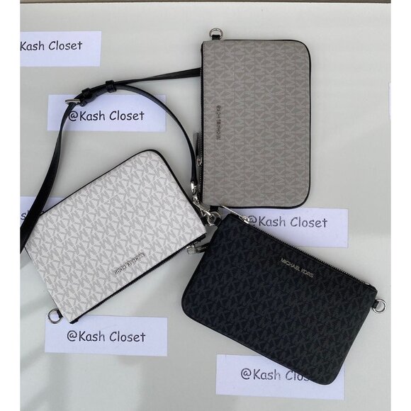 Michael Kors crossbody triple pouch medium MK signature purse black multi - Picture 9 of 11